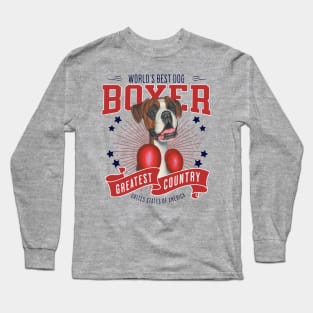 Boxing Boxer Dog USA Long Sleeve T-Shirt